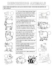English Worksheet: DESCRIBING FARM ANIMALS