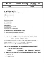English Worksheet: mid term test 3