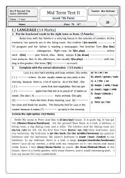 English Worksheet: MID TERM TEST 2