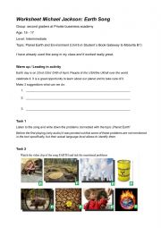 English Worksheet: Michael Jackson: Earth Song