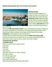 English Worksheet: Minsk 