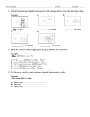 English Worksheet: Quiz demonstrative nouns 