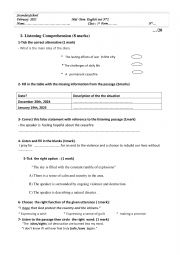 English Worksheet: 1st form mid term test n2