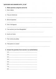 English Worksheet: TO BE - QUESTIONS