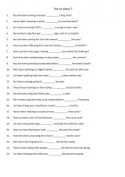 English Worksheet: For or since 7