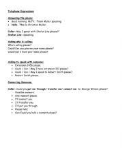 English Worksheet: Telephone Expressions
