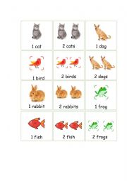 English Worksheet: Plurals and irregular plurals of animals flashcards