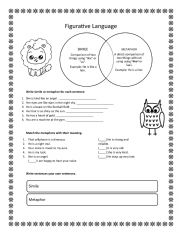 English Worksheet: Simile and Metaphor