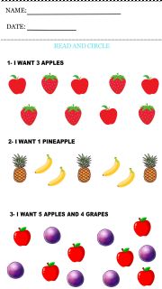 English Worksheet: FRUITS WORKSHEET- Read and Circle