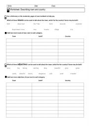 English Worksheet: Describing town and country