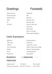 English Worksheet: Greetings, Farewells and Small Talk