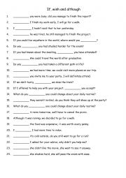 English Worksheet: If, wish and although 1