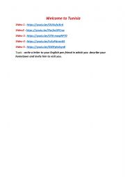 English Worksheet: 7 grade welcome to tunisia