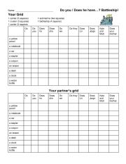 English Worksheet: Do you have  Battleships
