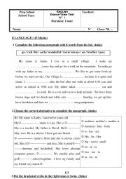 English Worksheet: END TERM 1 7TH FORM