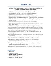 English Worksheet: Bucket List conversation