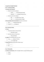 English Worksheet: Comprehensive English Worksheet