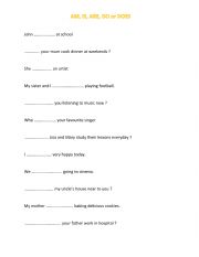 English Worksheet: Am, is ,are, do or does