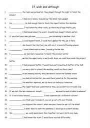 English Worksheet: If, wish and although 2