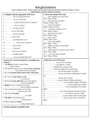 English Worksheet: Wh questions practice 