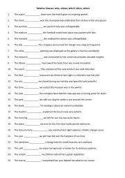 English Worksheet: Relative Clauses who, whose, which, when, where  (3)