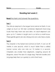 English Worksheet: reading comprehension