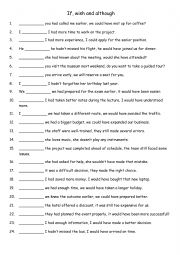 English Worksheet: If, wish and although 3