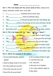 English Worksheet: How often, do, does