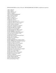 PENGUIN READER Level One. 300 words. THE SHAKESPEARE LETTERS. Comprehension questions. 