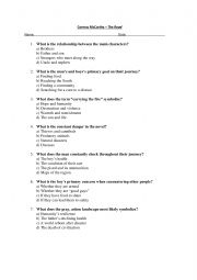 English Worksheet: McCarthy - The Road - Content test