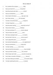 English Worksheet: For or since 4