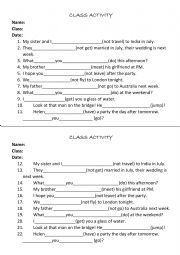 English Worksheet: Will vs Going to