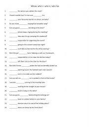 English Worksheet: Confusing words practise Whose, who�s = who is  who has 1