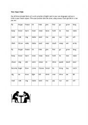 English Worksheet: IRREGULAR VERBS - TICTACTOE