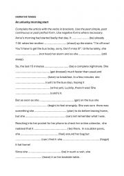 English Worksheet: NARRATIVE TENSES