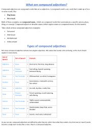 English Worksheet: compound adjectives