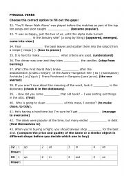 English Worksheet: Phrasal verbs