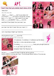 English Worksheet: APT Rose and Bruno Mars song worksheet