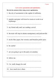 English Worksheet: punctuation / capitalization