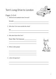 English Worksheet: Toms Long Drive to London Questions