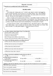 English Worksheet: diagnostic assessment