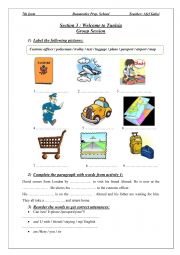 English Worksheet: section welcome to tunisia