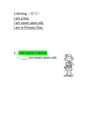 English Worksheet: am