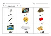 English Worksheet: Missing Beginning Letters