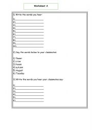 English Worksheet: Dictation 