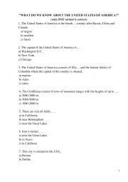 English Worksheet: The USA Countrustudy