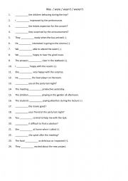 English Worksheet: Was  / were / wasnt / werent