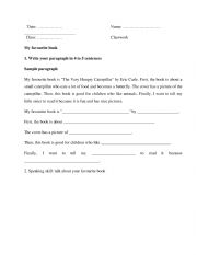 English Worksheet: write about my favourite book A1