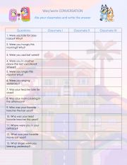 English Worksheet: was/were conversation
