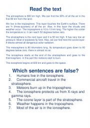 English Worksheet: Layers of the atmosphere 